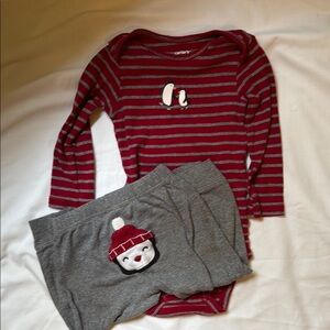 Carter's Burgundy and Gray Penguin Set